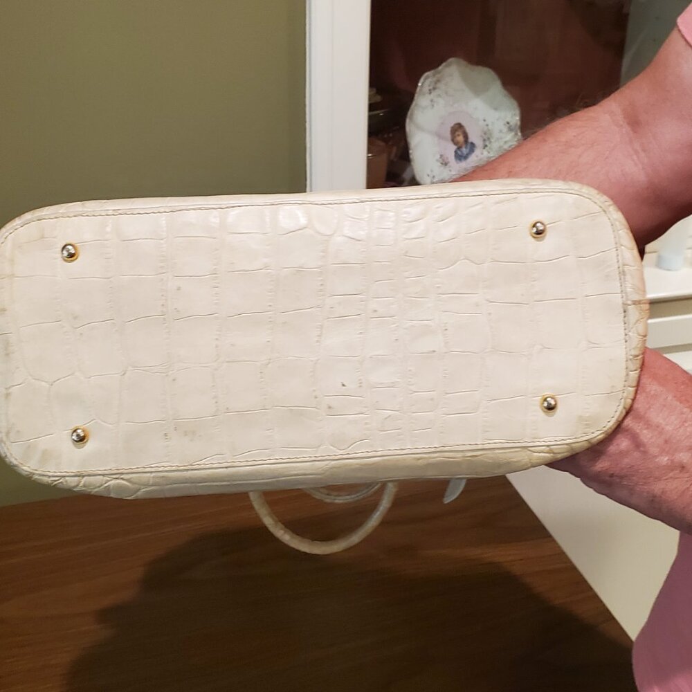 Vintage Dooney and Bourke Purse Satchel Croc Cream Ivory Nile Lock Key - Picture 16 of 16